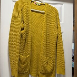Mustard Open-Front Cardigan Sweater
